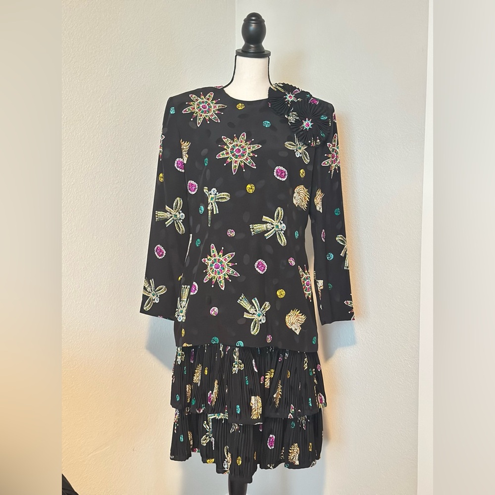 Vintage 90’s Trendy Grandma Party Albert Nipon 2 Piece Skirt Set